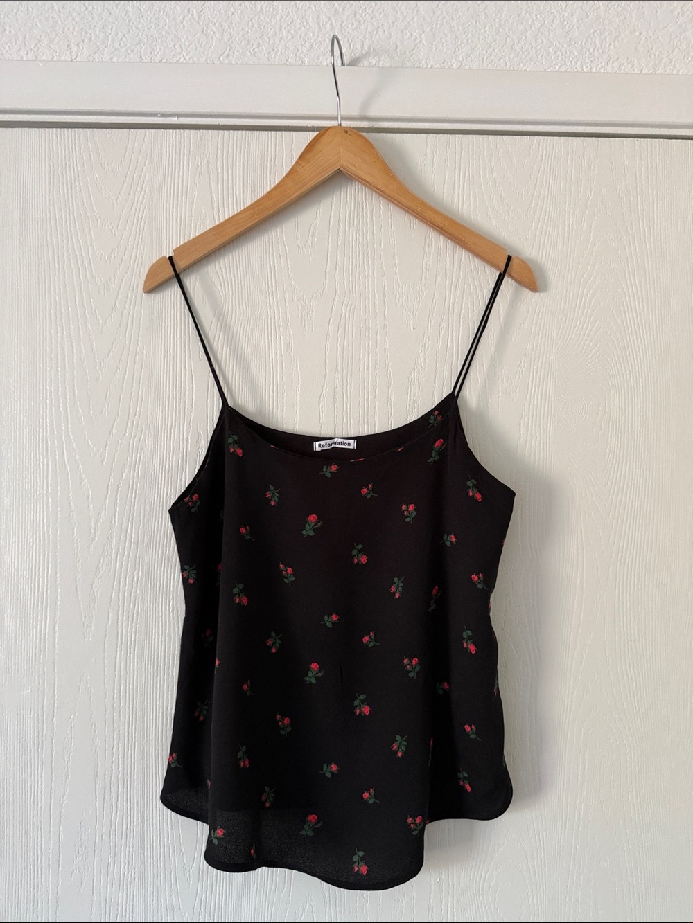 EUC Reformation Atticus Camisole Lancaster Black Floral Spaghetti Strap Tank M